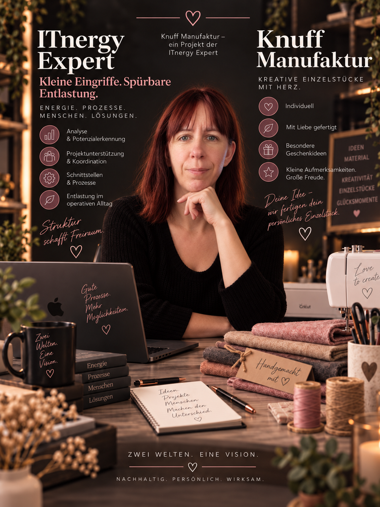 Jana Gebhardt zwischen ITnergy Expert und Knuff Manufaktur – zwei Welten, eine Vision
